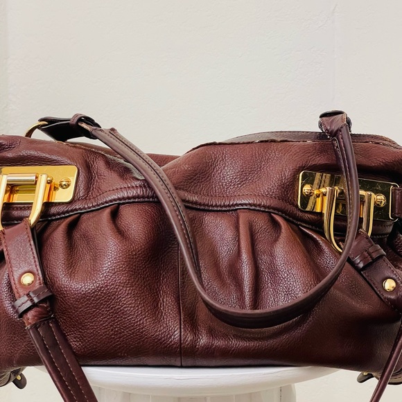 Burgundy B Makowsky Large Hobo Weekender Leather Bag - Picture 6 of 14